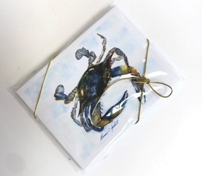 5) Blue Crab 4 Cards With Envelopes By Bonnie Sybert Sq