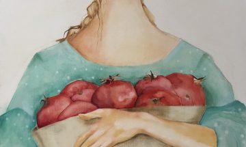 22 Woman Holding Pomegranates (inspired By Modigliani) Oil On Baltic Birch Board