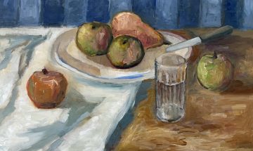 30 Still Life With Apples (inspired By Cezanne) Oil On Board