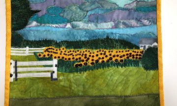 7 Web Cathell Road Sunflowers , Fiber Art Quilt, Nfs, Mary Ellen Clark