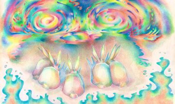 48 Bunny Gathering At The End Of The Universe Colored Pencil, Highlighter