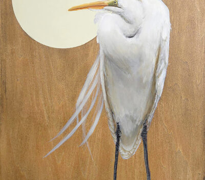 Egret On Wood Acrylic
