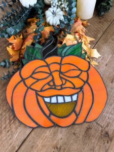 Stained Glass Laughing Pumpkin