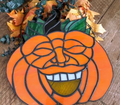 Stained Glass Laughing Pumpkin